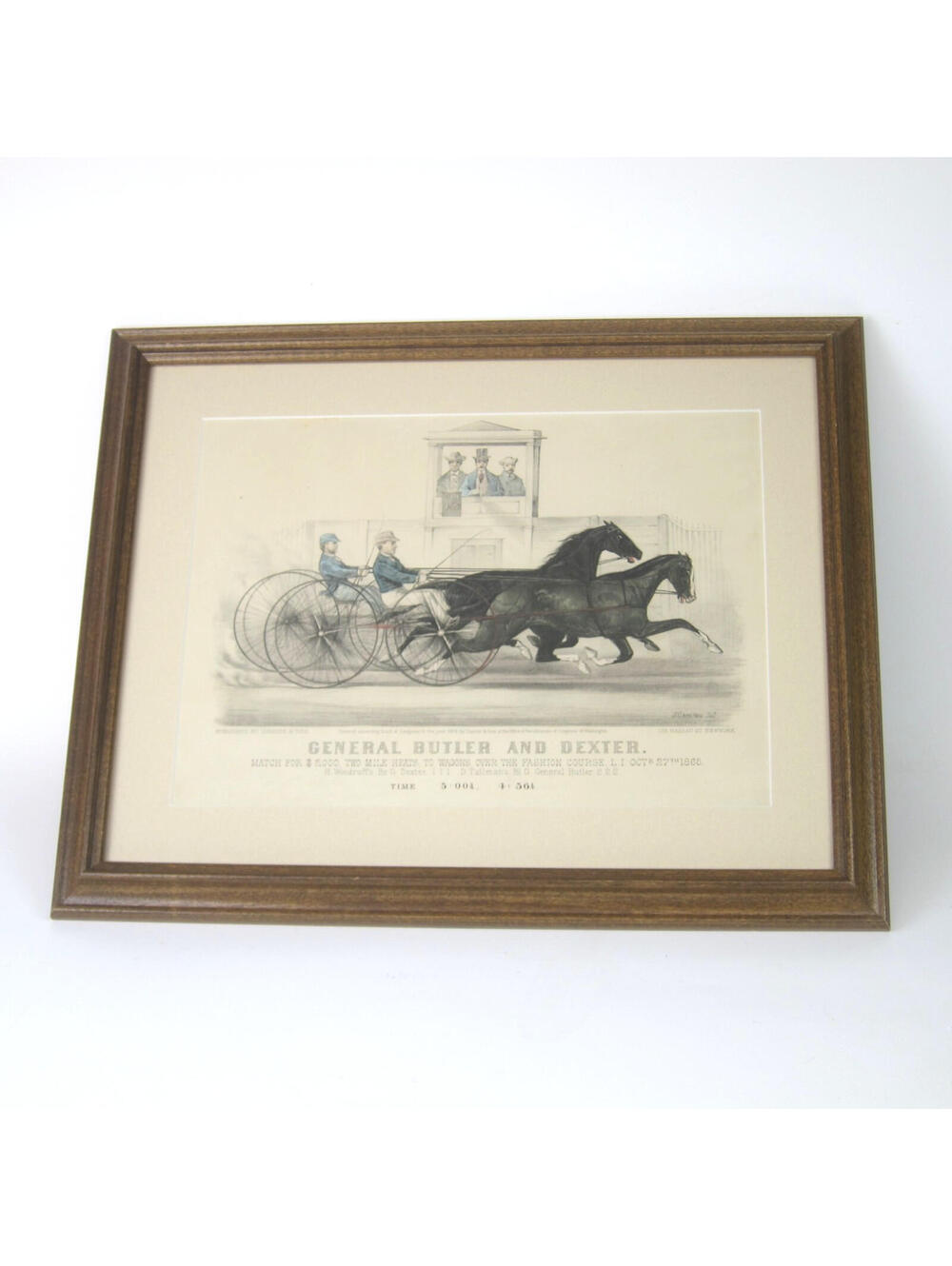 Antique Currier & Ives Hand Colored Lithograph General Butler Dexter Horses 1874